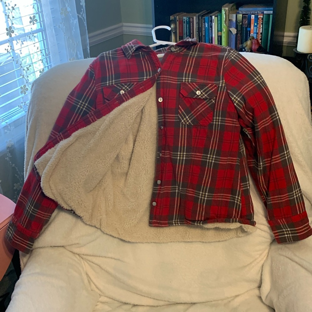 Red plaid jacket with fleece lining